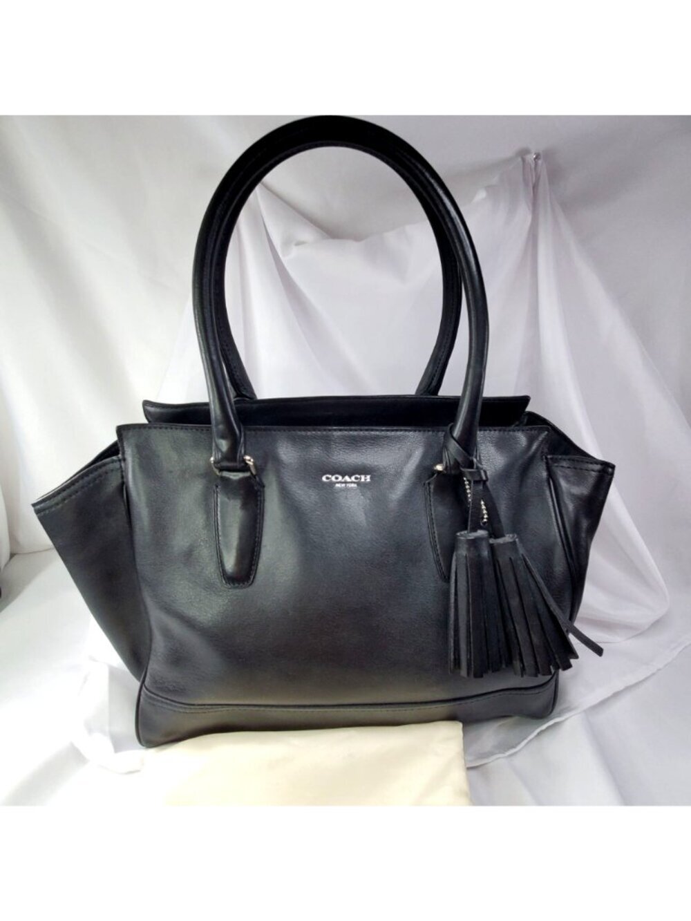 Coach Legacy Candice Carryall Black Leather Tote Bag Tassel & Dust Bag Y2K 19890 - Picture 2 of 14